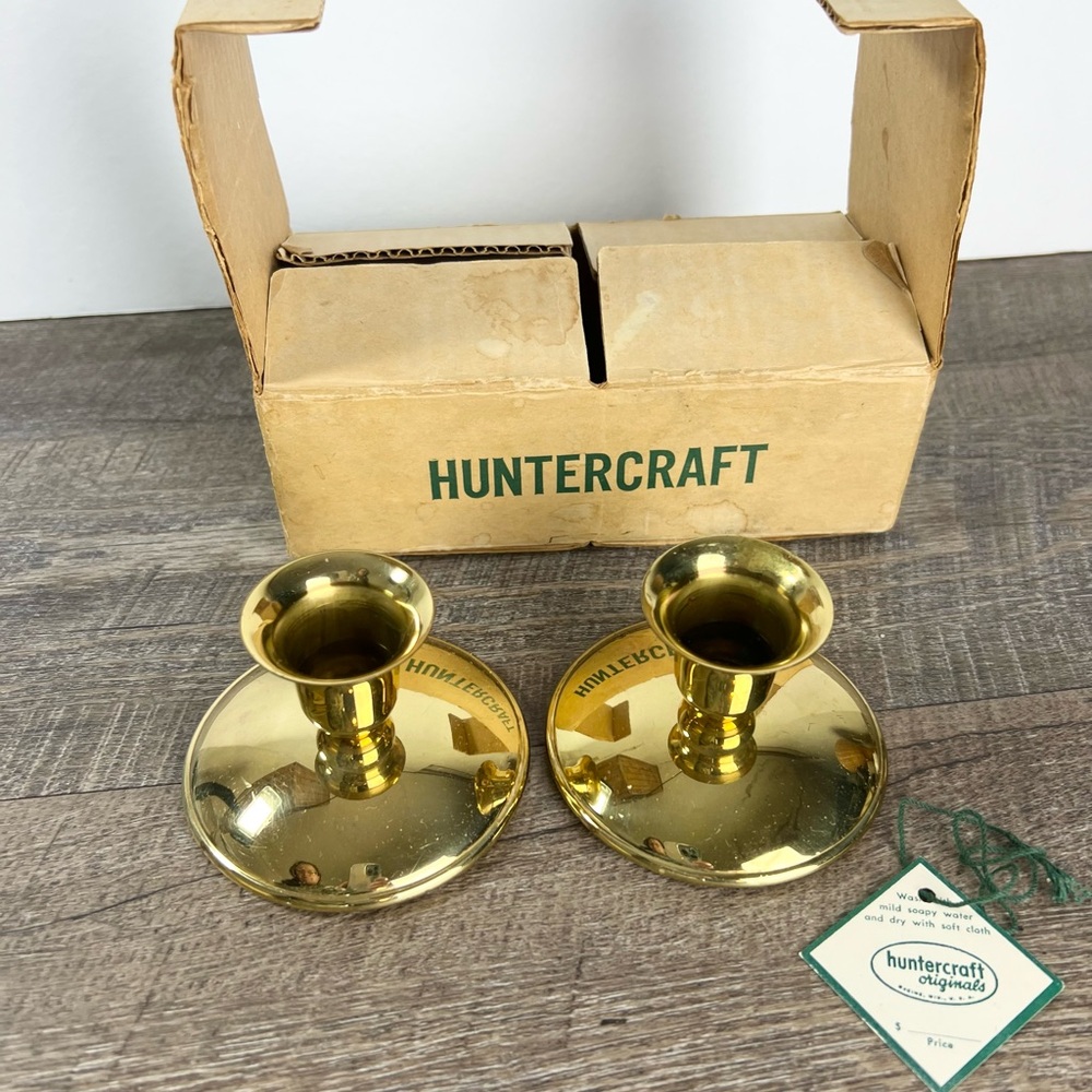 Brass candlesticks candle holders Fabulite finish set of‎ two Huntercraft